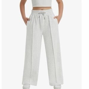 EXARUS Girls Wide Leg Sweatpants | Size 12Y | Light Gray